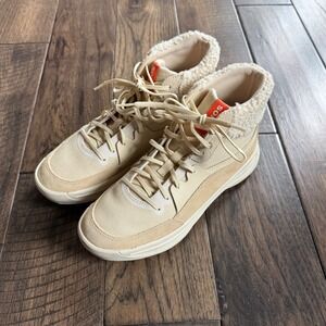 Sorel Kinetic Impact Caribou Tan Suede Sherpa High Top Sneaker Boots Womens 7
